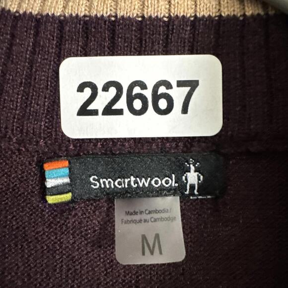 Smartwool Men's Size Medium Wine Red Merino Wool 1/4 Zip Long Sleeve Sweater - Picture 5 of 9
